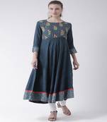 Blue Printed Cotton stitched kurti