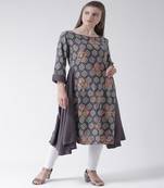 Grey Printed Rayon stitched kurti