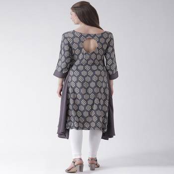 Grey Printed Rayon stitched kurti 3