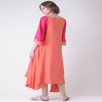 Pink Embroidered Cotton stitched kurti 3