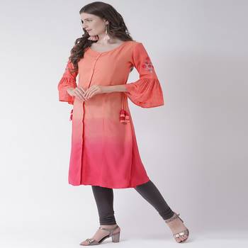 Pink Plain Cotton stitched kurti 2