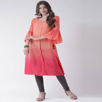 Pink Plain Cotton stitched kurti 4