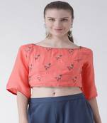 Pink Embroidered Rayon stitched kurti