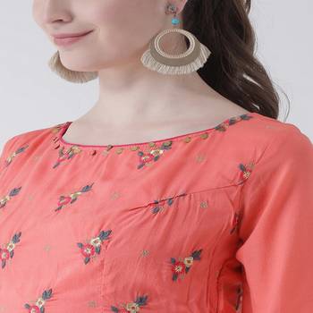 Pink Embroidered Rayon stitched kurti 5