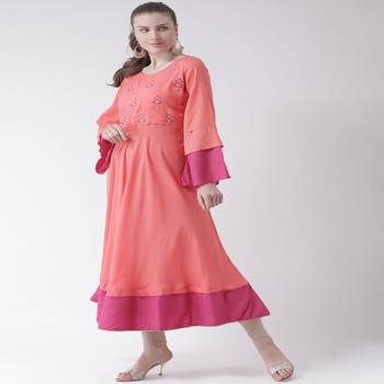 Pink Embroidered Cotton stitched kurti 2