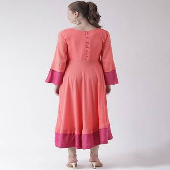 Pink Embroidered Cotton stitched kurti 3