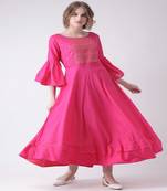 Pink Embroidered Cotton stitched kurti