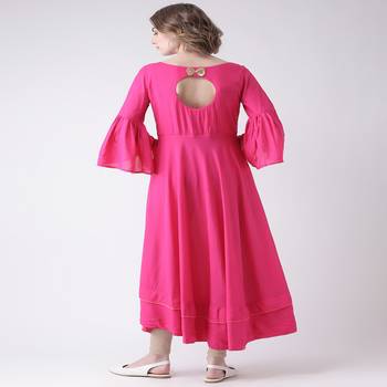 Pink Embroidered Cotton stitched kurti 3