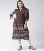 Brown Printed Rayon stitched kurti
