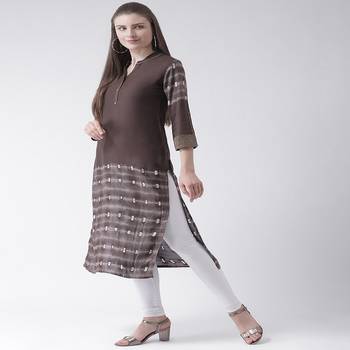 Brown Printed Rayon stitched kurti 2