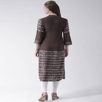 Brown Printed Rayon stitched kurti 3