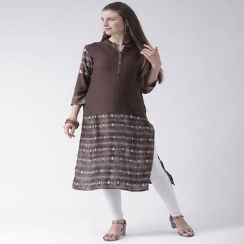 Brown Printed Rayon stitched kurti 4