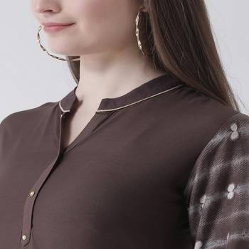 Brown Printed Rayon stitched kurti 5