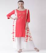 Pink Printed Cotton stitched kurti