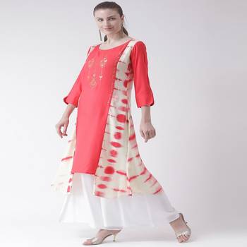 Pink Printed Cotton stitched kurti 2