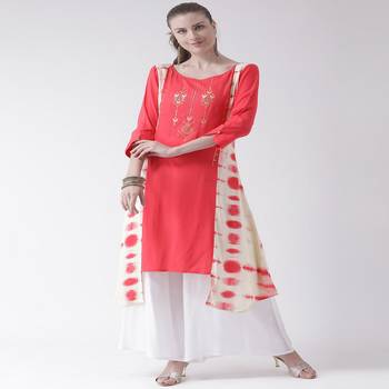 Pink Printed Cotton stitched kurti 4