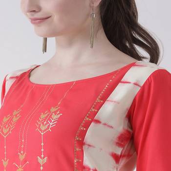 Pink Printed Cotton stitched kurti 5