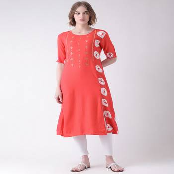 Pink Printed Cotton stitched kurti 1