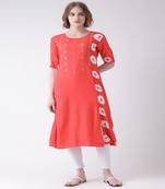 Pink Printed Cotton stitched kurti