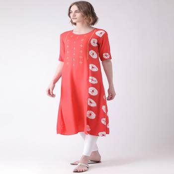 Pink Printed Cotton stitched kurti 2