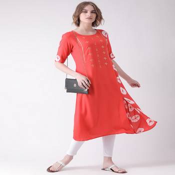 Pink Printed Cotton stitched kurti 4