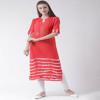 Pink Printed Cotton stitched kurti 1