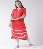 Pink Printed Cotton stitched kurti