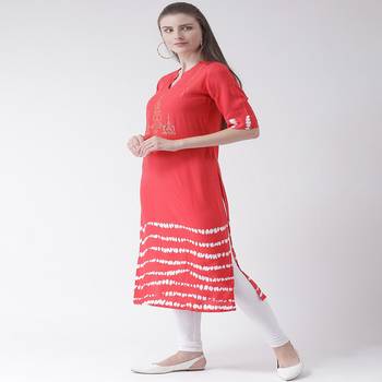 Pink Printed Cotton stitched kurti 2