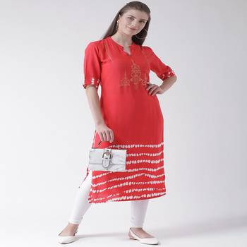 Pink Printed Cotton stitched kurti 4