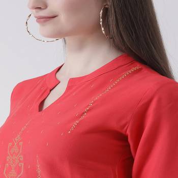 Pink Printed Cotton stitched kurti 5