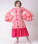 Pink Printed Cotton stitched kurti