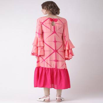 Pink Printed Cotton stitched kurti 3