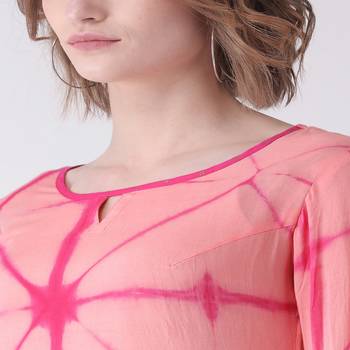 Pink Printed Cotton stitched kurti 5
