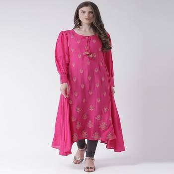 Pink Embroidered Rayon stitched kurti 1