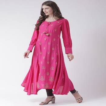 Pink Embroidered Rayon stitched kurti 2