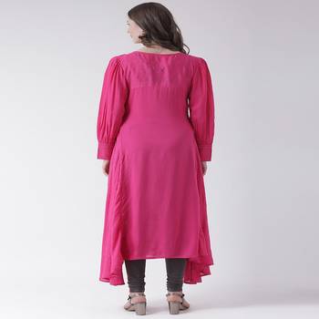 Pink Embroidered Rayon stitched kurti 3