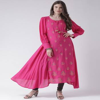Pink Embroidered Rayon stitched kurti 4