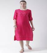 Pink Printed Cotton stitched kurti