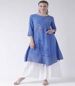 Blue Printed Crepe stitched kurti