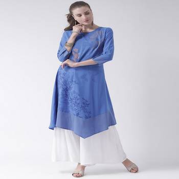 Blue Printed Crepe stitched kurti 4