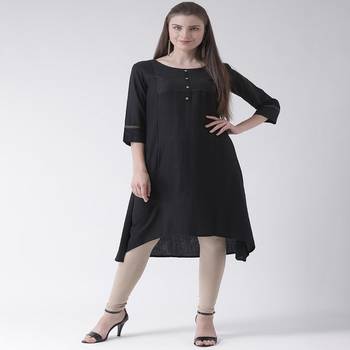 Black Plain Cotton stitched kurti 1