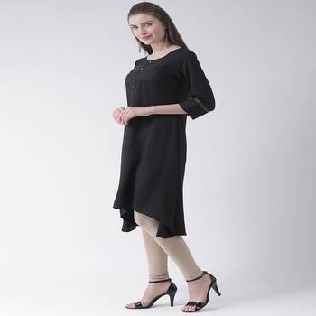 Black Plain Cotton stitched kurti 2