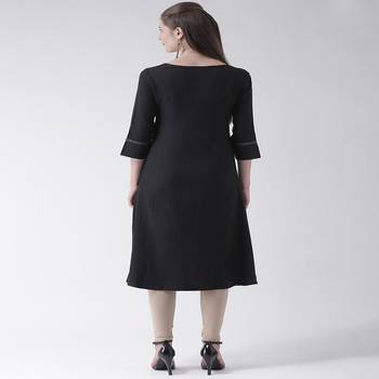Black Plain Cotton stitched kurti 3