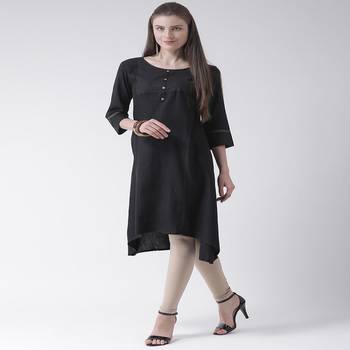 Black Plain Cotton stitched kurti 4