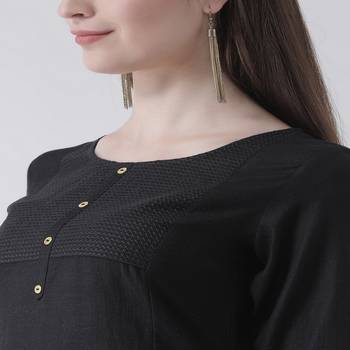 Black Plain Cotton stitched kurti 5