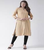 Beige Plain Cotton stitched kurti
