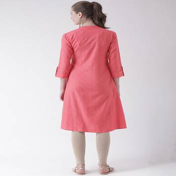 Pink Printed Cotton stitched kurti 3