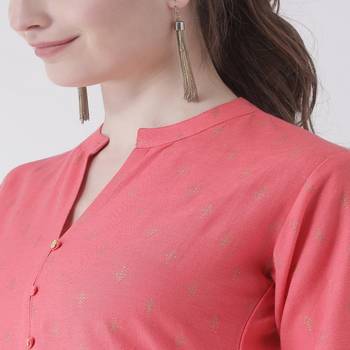 Pink Printed Cotton stitched kurti 5