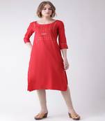 Red Printed Cotton stitched kurti