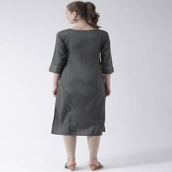Grey Printed Cotton stitched kurti 3